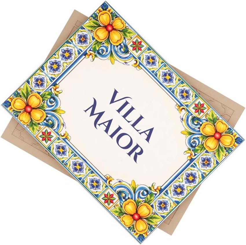 Custom Ceramic House Name Tile Plaque | Last Name Sign |Welcome Address |Personalized Family Name or Text | Mediterranean Blue Floral Style | For Home Decor & Housewarming