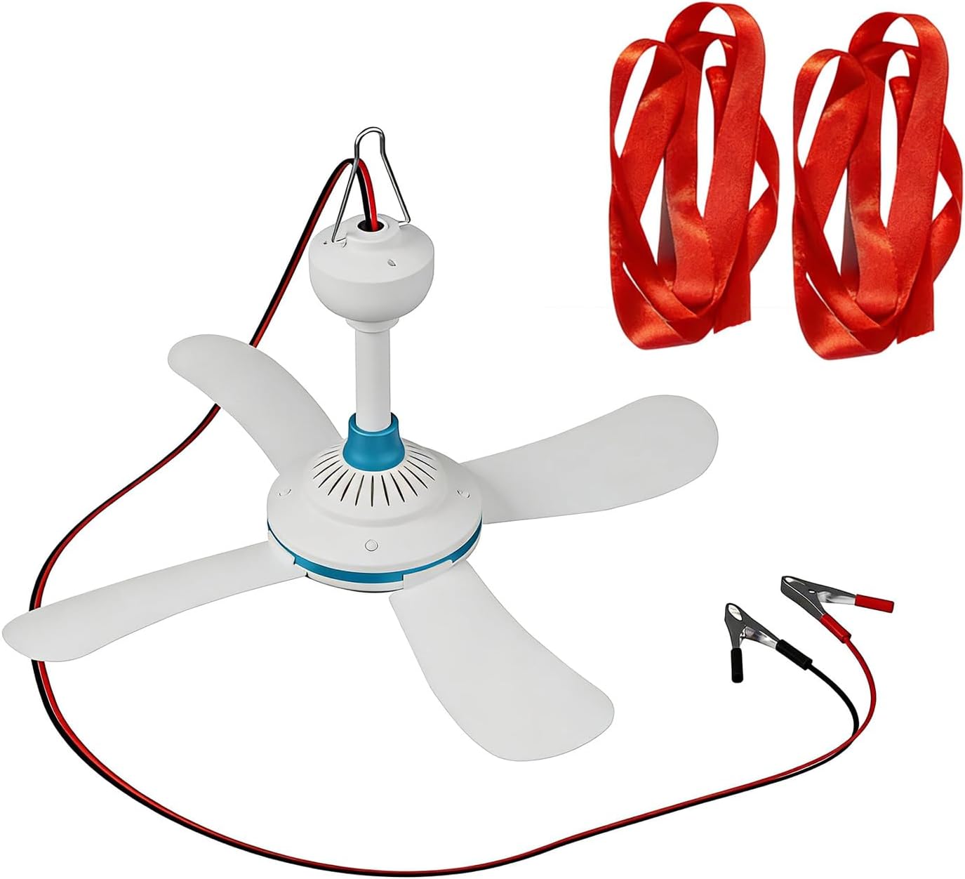 DC12V Hanging Fan with Red Rope Fly Perfect for Outdoor Camping and Market Stalls Cooling Fan