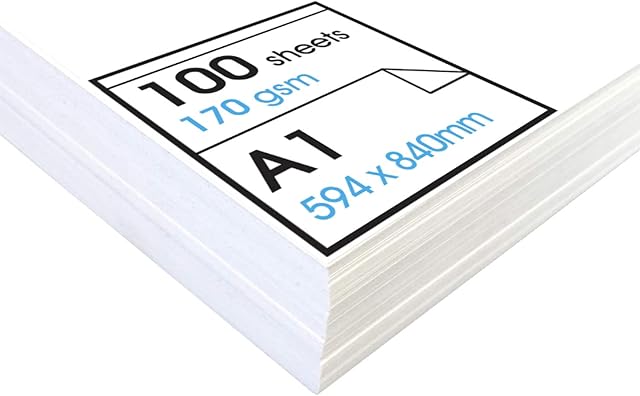 Artway Studio - Acid Free A1 Cartridge Paper for Drawing - Ideal for Dry Art Applications - 170gsm - A1 (100 Sheets)