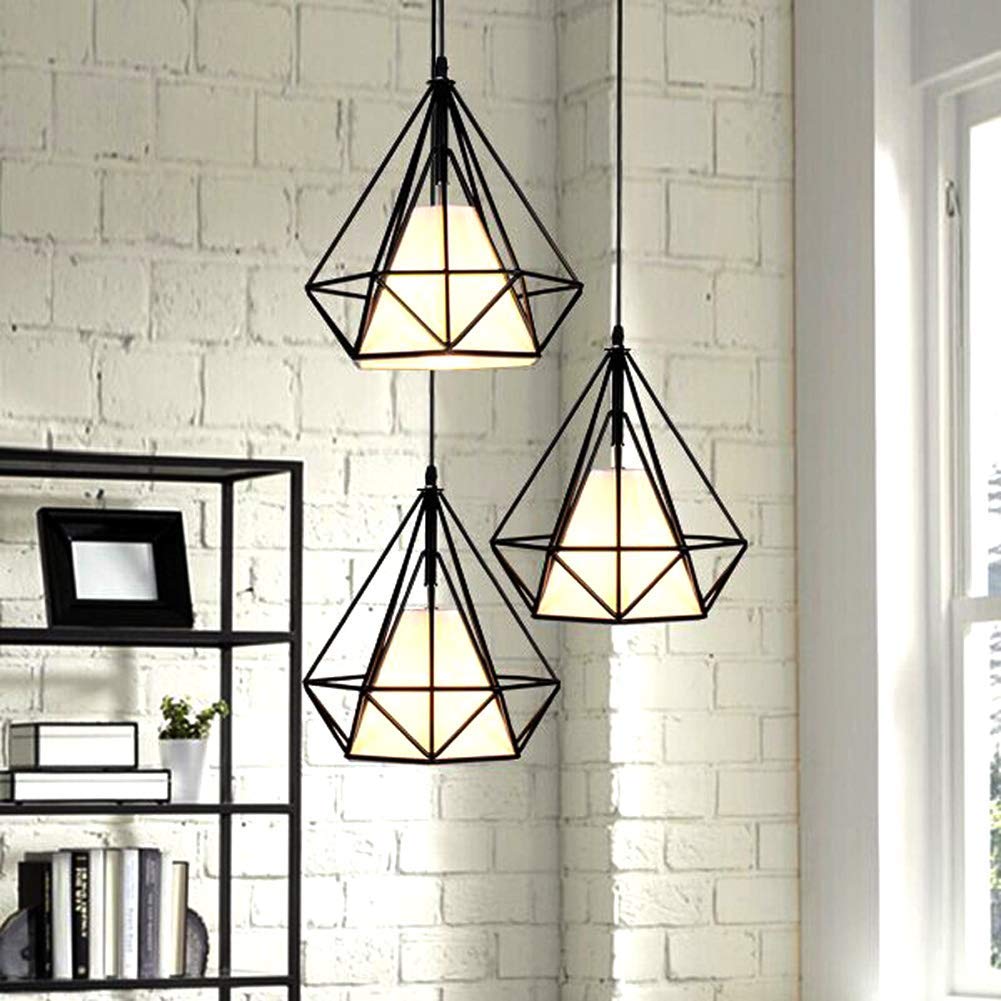 E27 3 Płomienie, metalowy ół w LED czarnej czarnej lampy sufitowej cień o wysokości 100 cm Regulowany żyrandol do sypialni w salonie, okrągła komfortowa rocznica