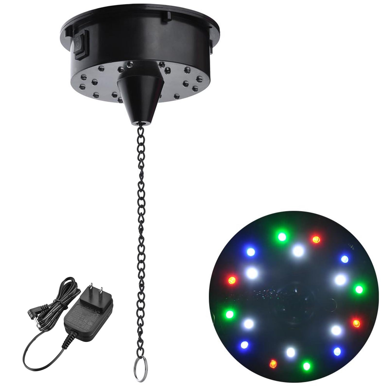 HeyJiaYu 6 RPM Rotating Disco Ball Motor Spinner Hanging Mirror Ball Motor 18 RGBW Led Light fit Disco Mirror Balls up to 12