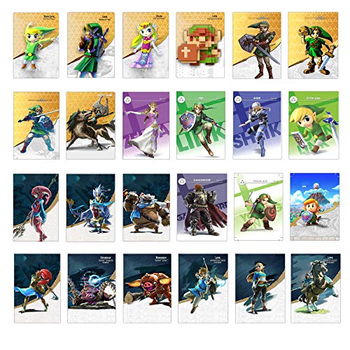 24 Pcs BOTW NFC Tags Game Cards for Zelda Breath of The Wild, Acessorz TLOZ NFC Tags Game Cards, Compatible with Switch/Switch Lite/Wii U with Case