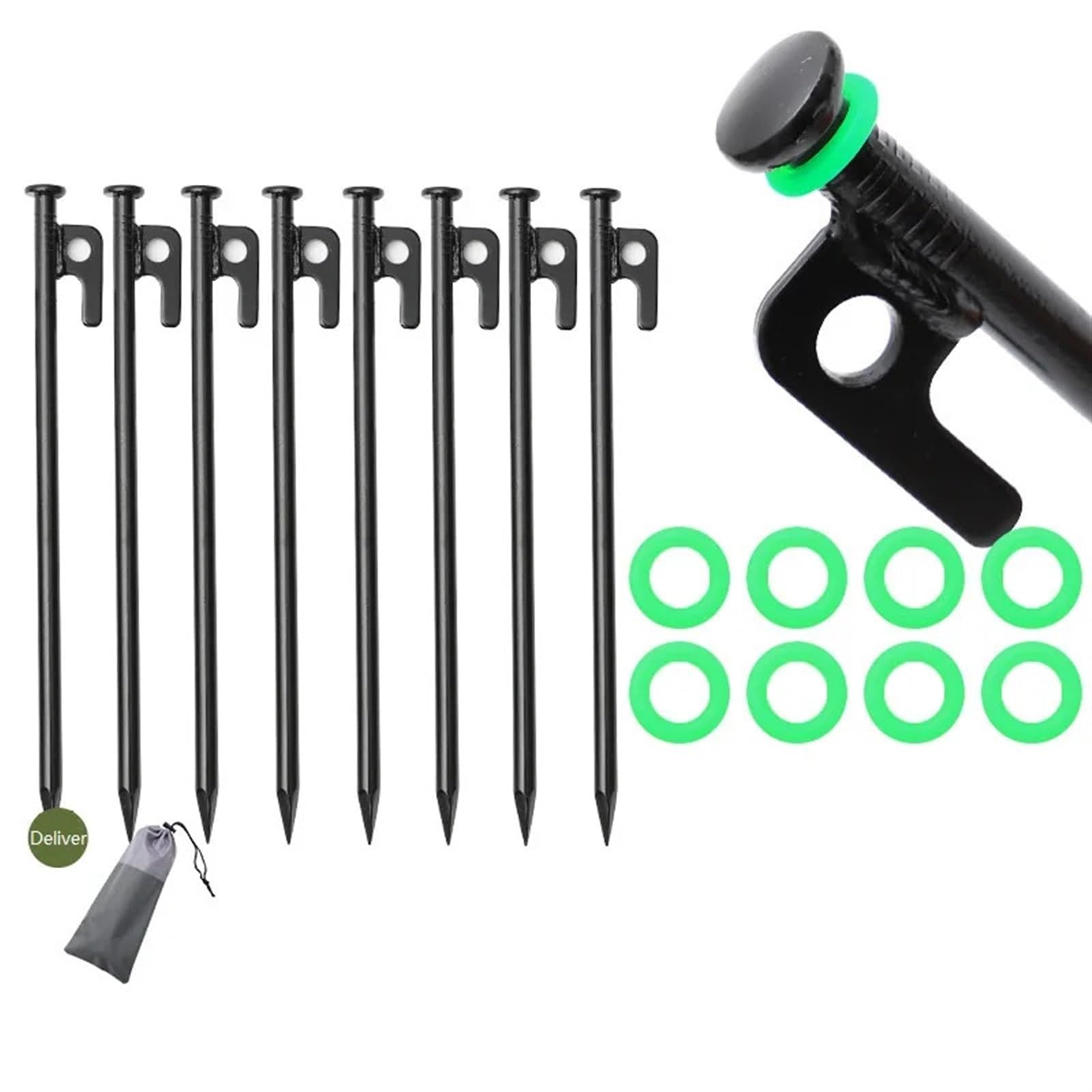Heringe Zelt 20/25/30/40 cm Zeltheringe Nägel Camping Zubehör Wohnmobil Wandern Outdoor Aluminium Strand Schwarz Lange Baldachin Bodennagel(Black40cm-02)