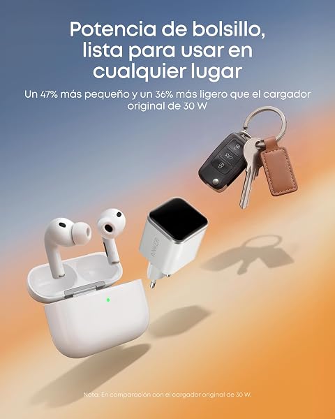 Anker Nano Cargador USB C 45W Inteligente, Cargador iPhone Carga rápida con reconocimiento Inteligente, Compatible con iPhone 17/16/15, iPad Pro, iPad Air (sin Cable, 1 Puerto USB-C, No Plegable) - 4