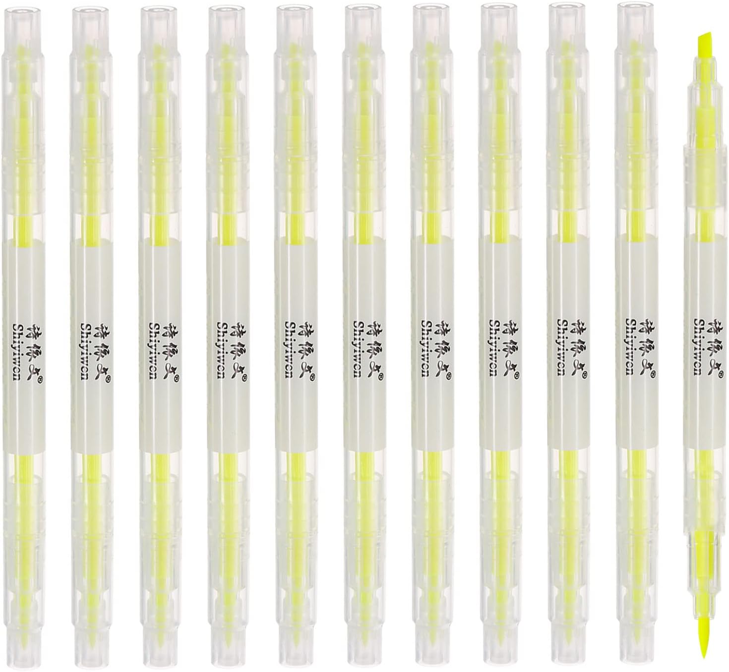 PATIKIL Highlighter Pen, 10 Pack Double Ended Highlighter Broad and Fine Tips Marker Pens for Office Home Daily Use, Yellow