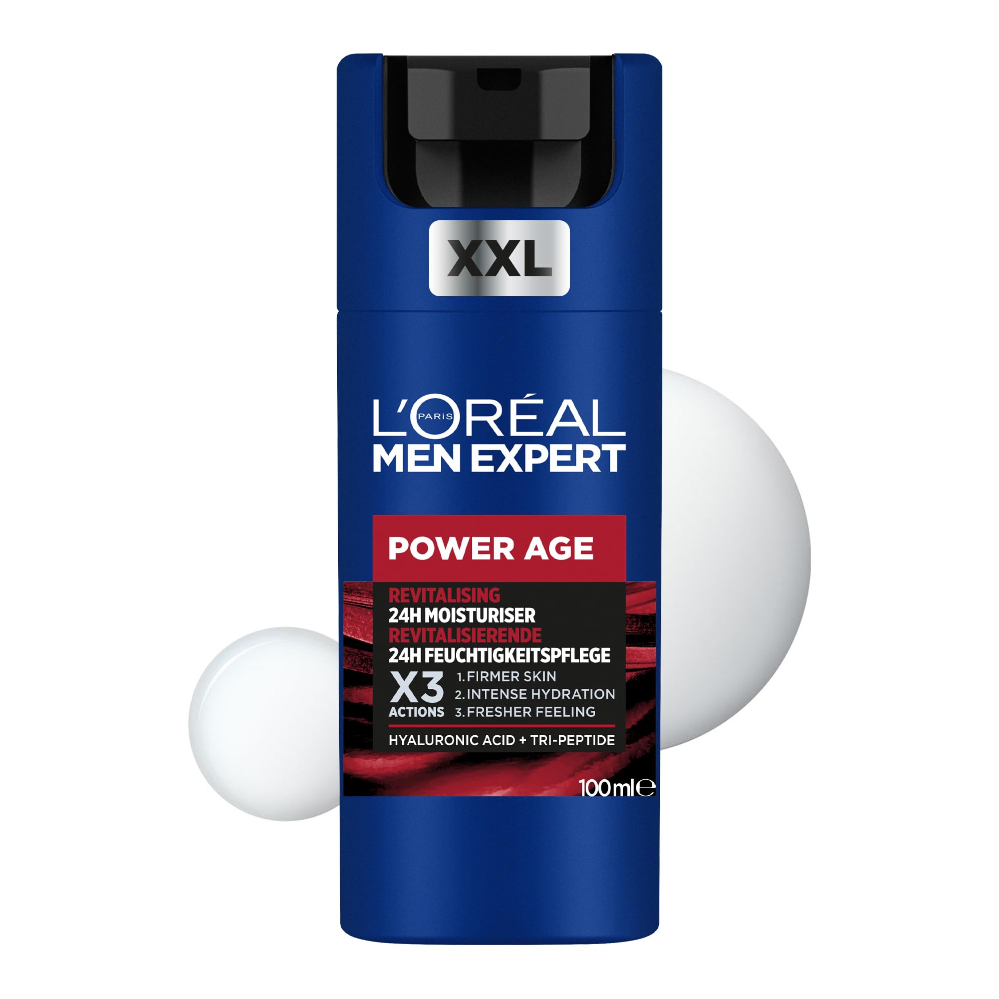 L'Oréal Men Expert Power Age Feuchtigkeitspflege mit Hyaluron XXL – Anti-Aging Feuchtigkeitscreme, 100 ml