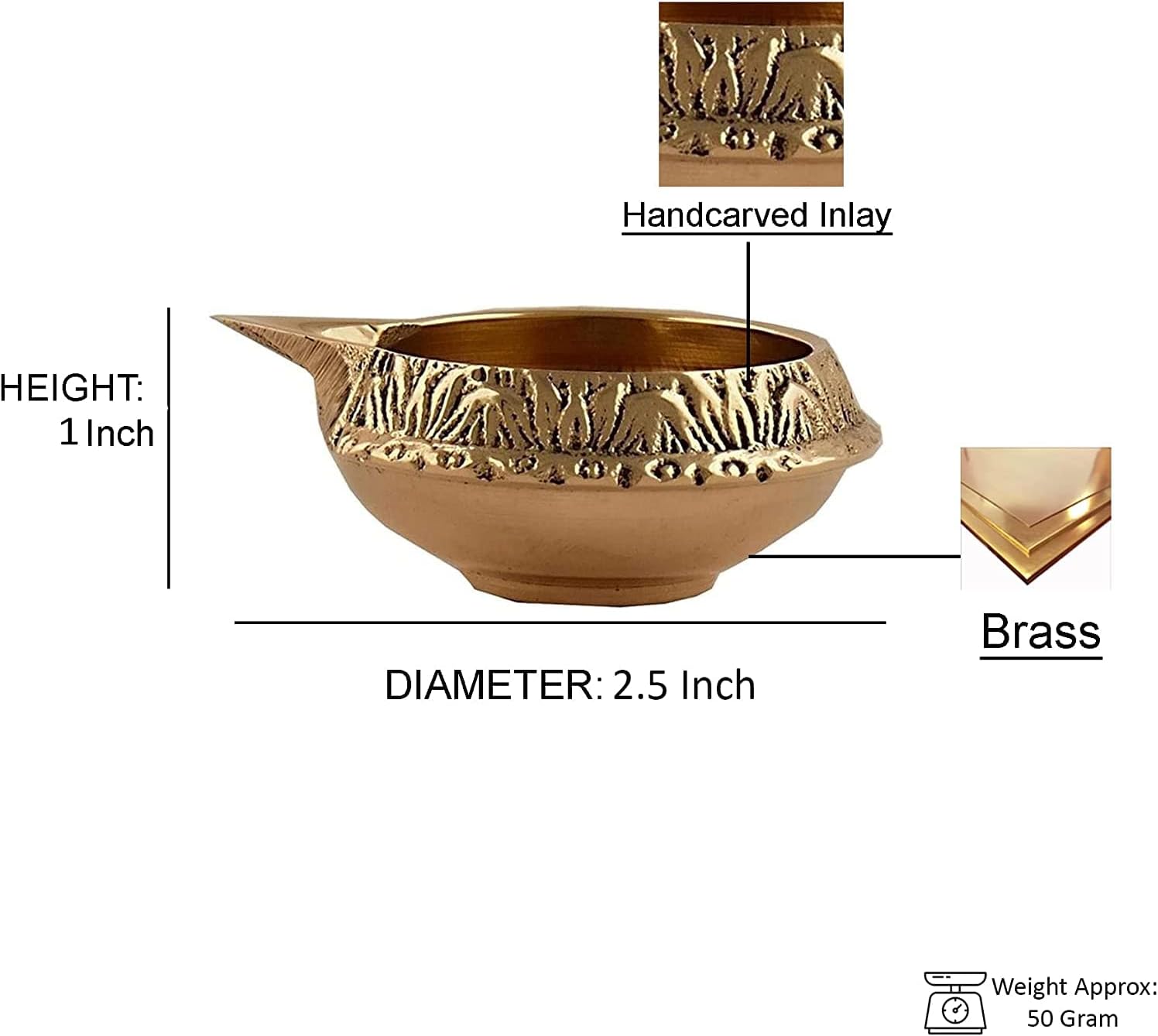Hashcart Indian Pooja Kuber Diya Brass Diya Puja Oil Lamp [ Pack of 2 Pc ] Diya Lamp for Puja - Kutthu vilakku nilakku Deepam for Diwali Decorations - Diwali Gifts ®