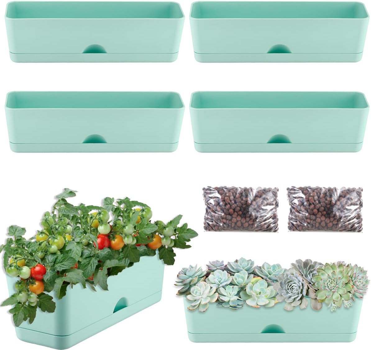 Amazon.com : 6 Pack Rectangle Planter 16x4.4 Inch Window Boxes Planters ...