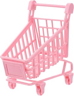 NUOBESTY Carro de la compra de 3 piezas, color rosa, con ruedas, para decoración de escritorio, accesorio para fotos