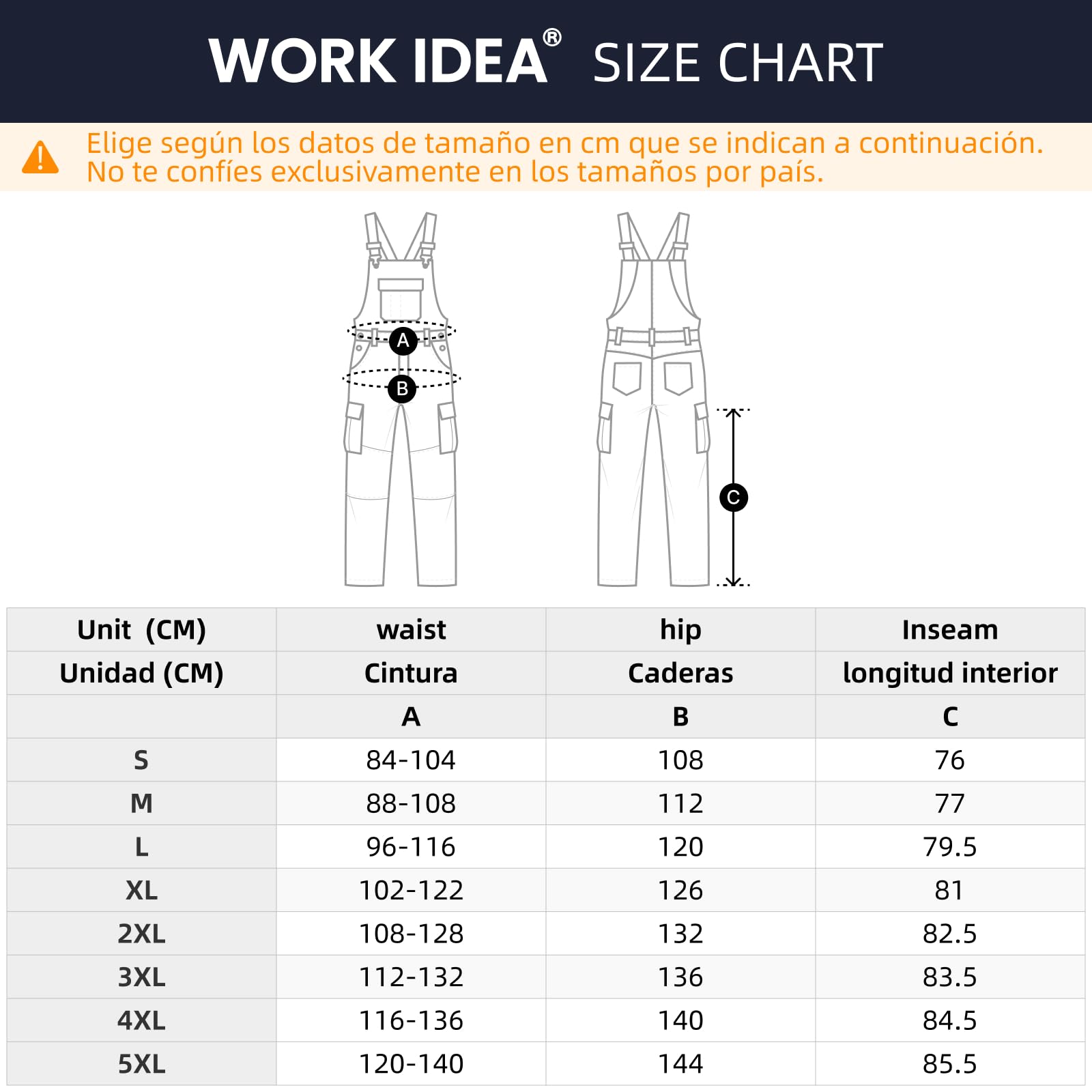 WORK IDEA Peto de trabajo para hombre con bolsillos en las rodillas