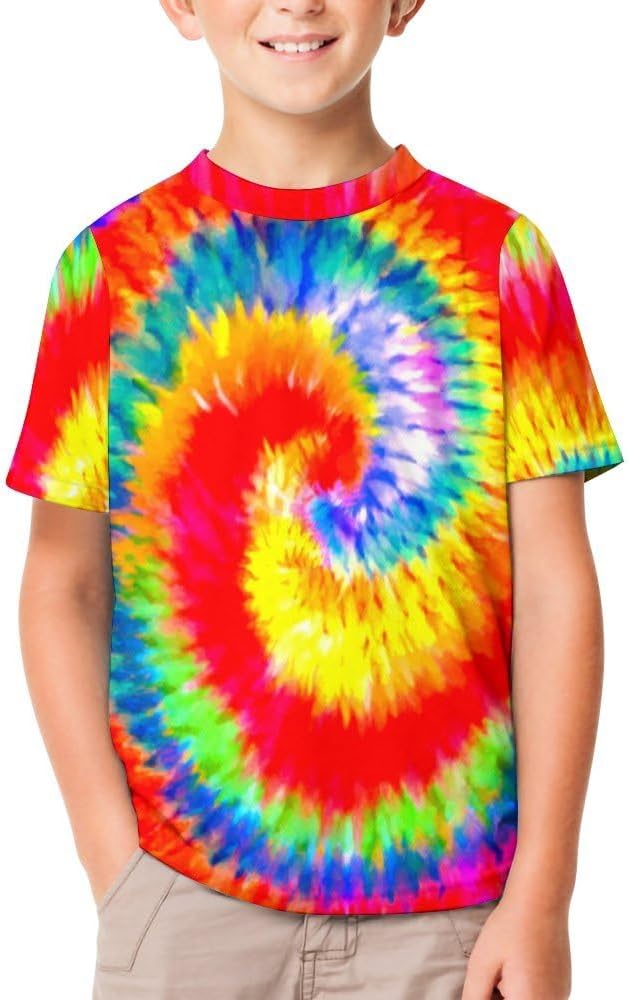 Kids Tie Dye T-Shirts Top for 4-18 Years Boys Girls Child Tees Short Sleeve 3D Print Shirt - Image 5