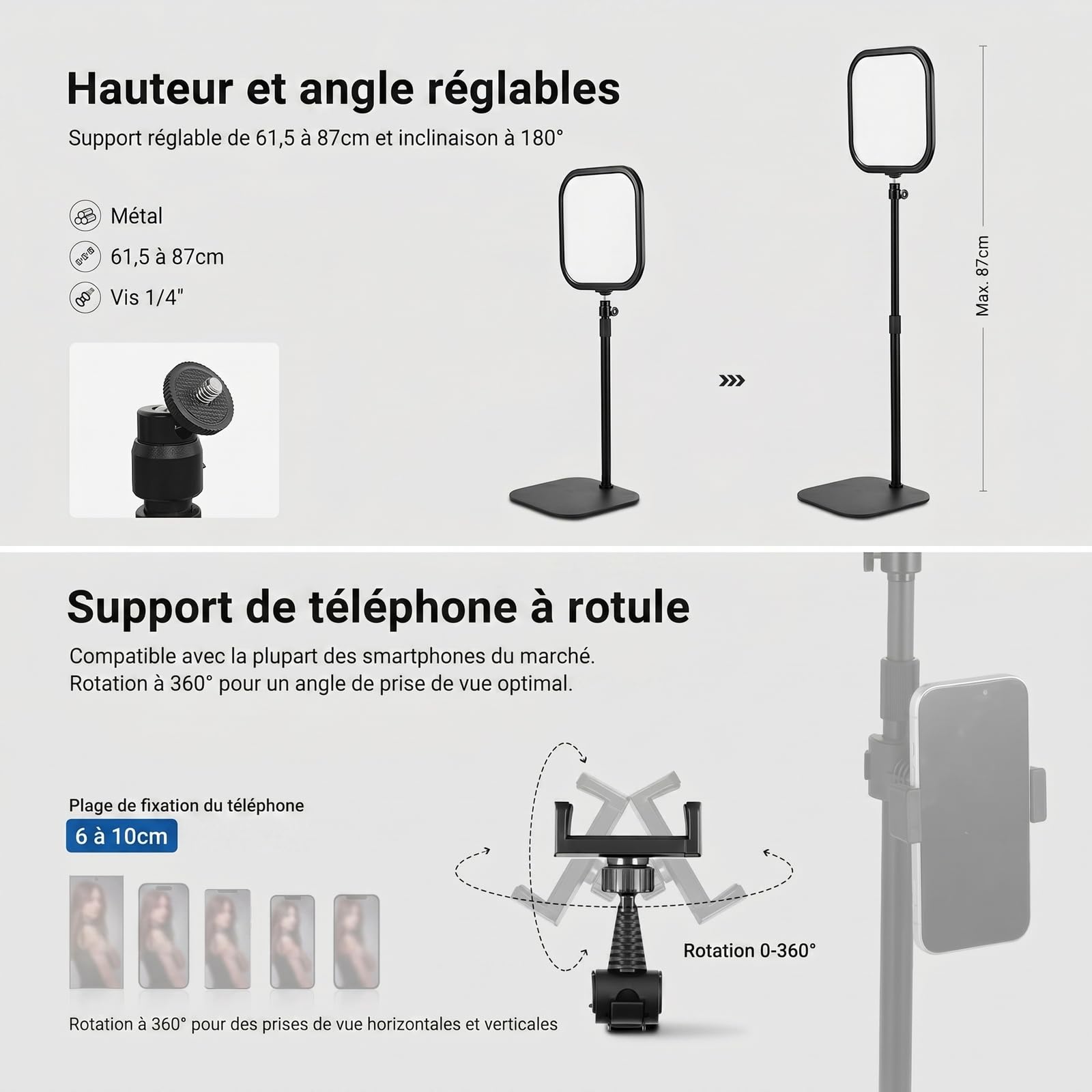 NEEWER Basics Éclairage Visioconférence 27,4cm,15W Bicolore,L220