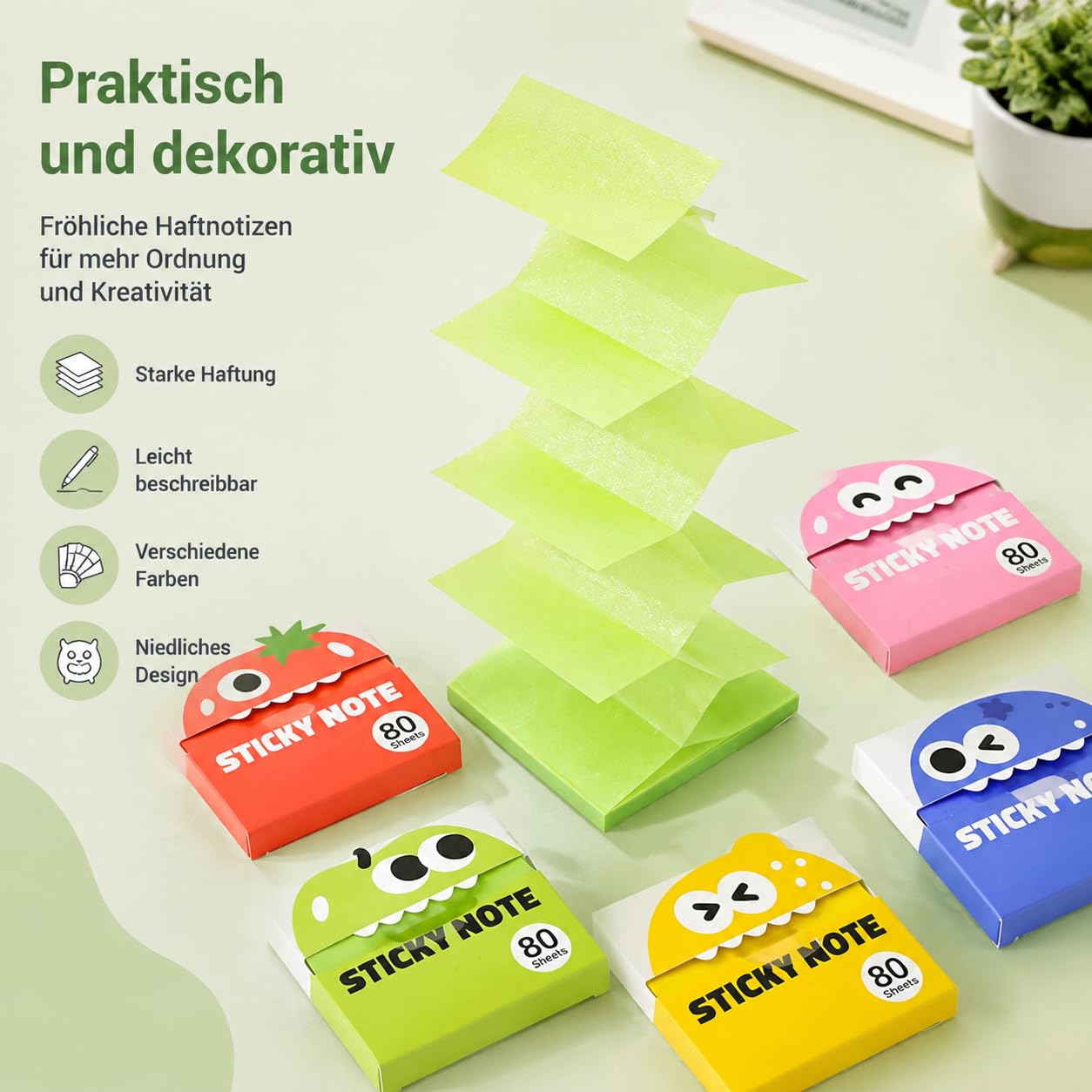 Sticky Notes Glitter Monster, 2027 NEU Pull Out Transparent Sticky Notes Glitter, Reusable for Book Annotation Studying, Make Your Notes A Litte More Sparkly (12pcs-A)