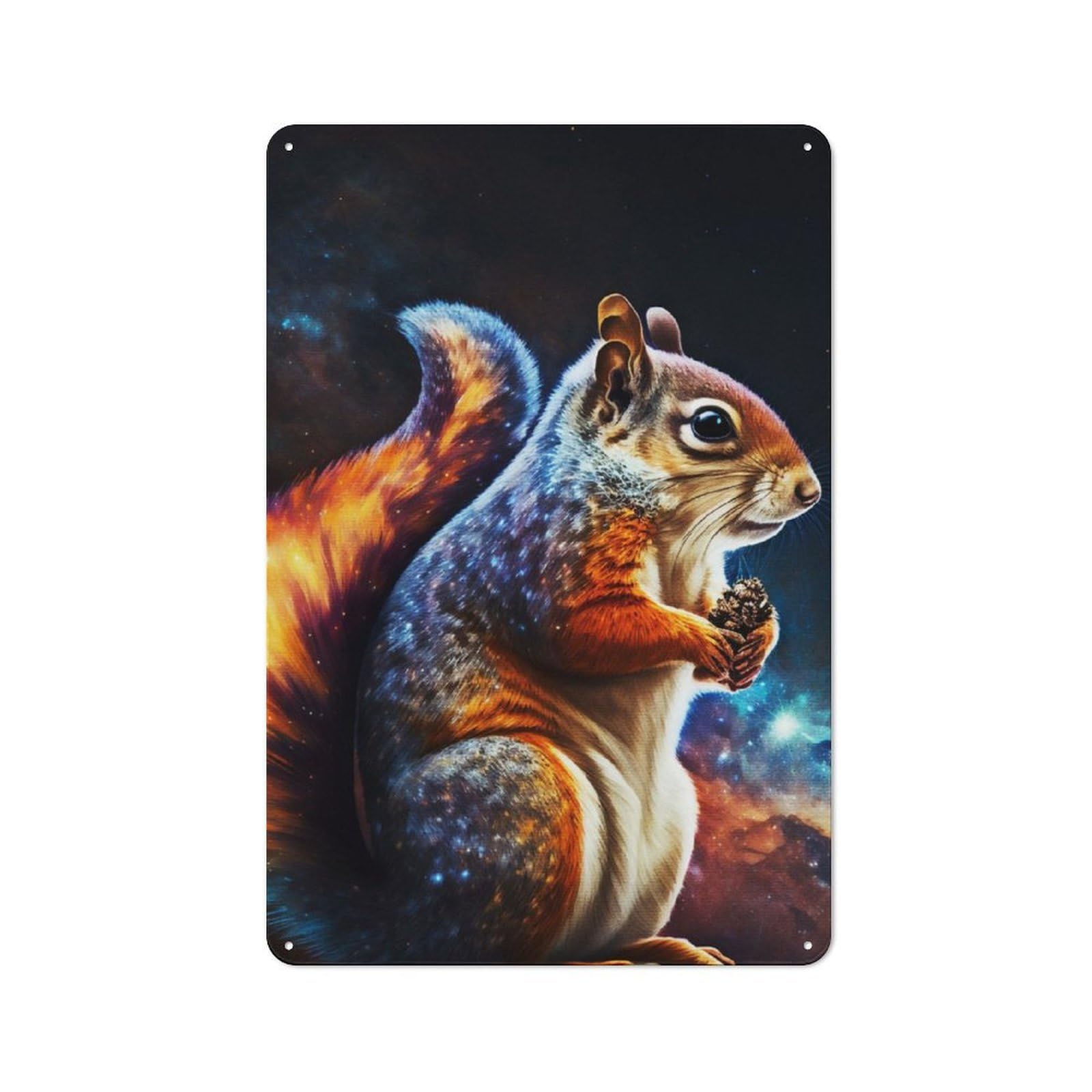 Space Squirrel Rustic Metal Sign 30x20cm for Workshop Wall, for Collectors of Rustic Metal Wall Decor