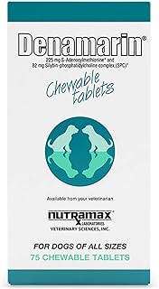 Nutramax Denamarin Liver Health Supplement for Dogs, With S-Adenosylmethionine (SAMe) and Silybin, 75 Chewable Tablets
