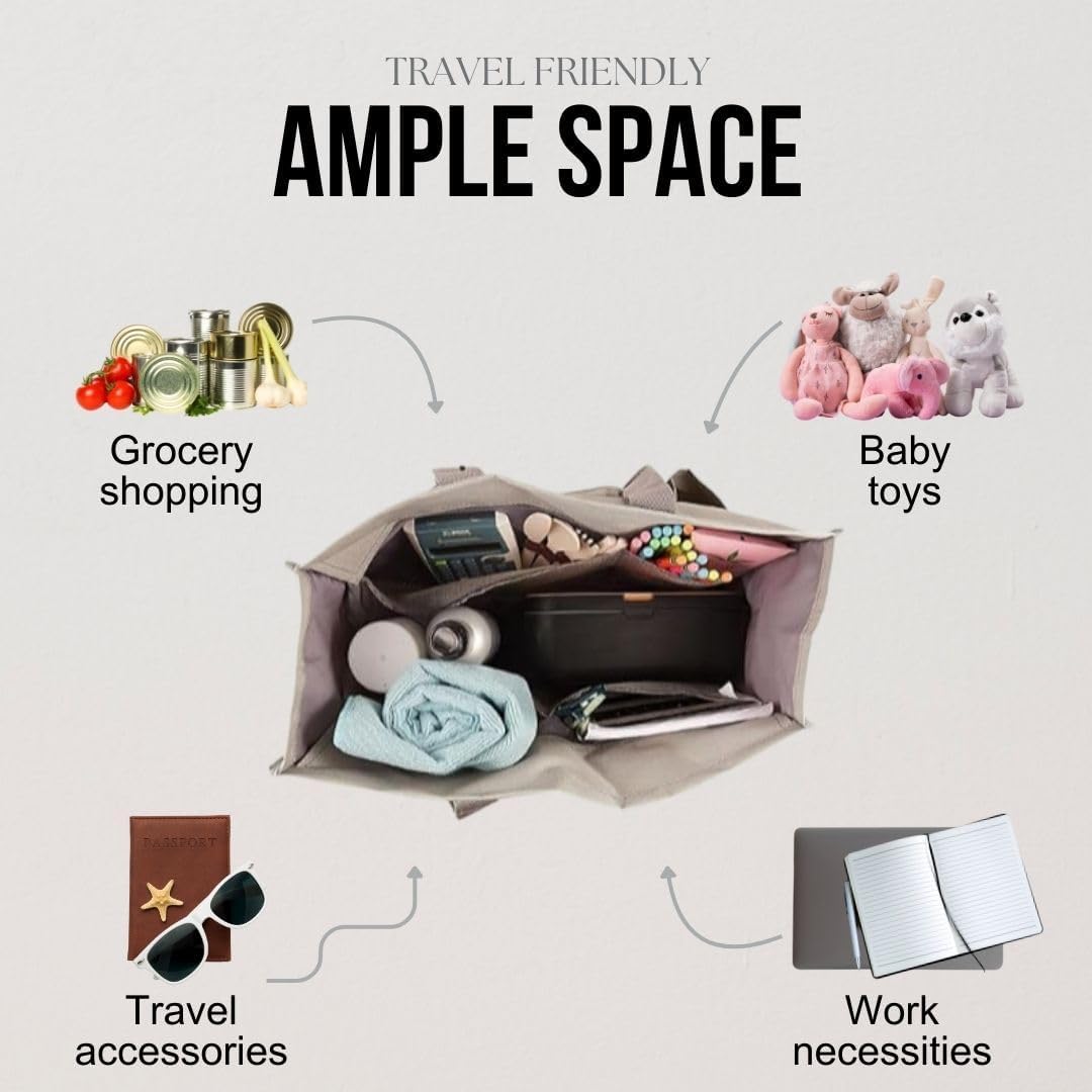 Utility Tote Bag with Zipper Top - Large Multipurpose Tote Organizer Bag | with Zipper Top, Multipurpose - Image 3