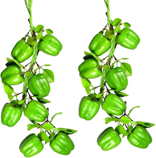 Crystu Artificial Capsicum Artificial Vegetables/Fruits/Spices for Decoration with Hanging Green Capsicum Artificial Vegetables for Home Decor…