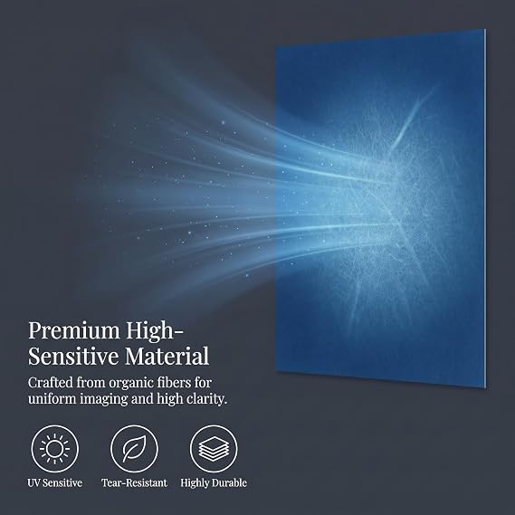 Elovara 32PCS High Sensitive Cyanotype Paper A5 with Acrylic Panel