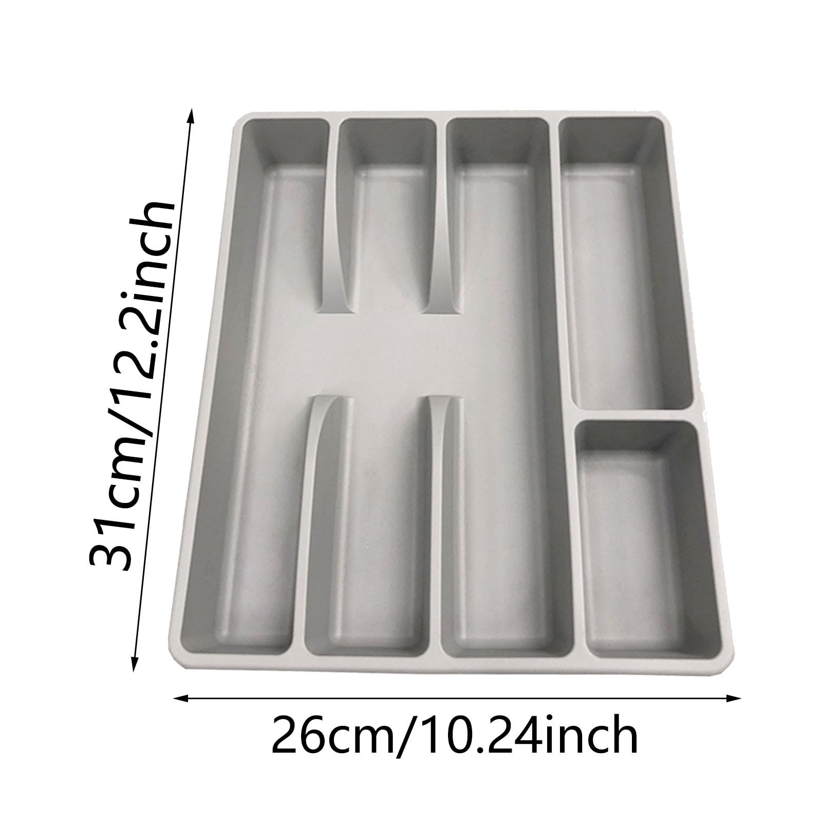 Cajón de cubiertos expandible, soporte grande de plástico ajustable para utensilios de cocina, bandejas de cubiertos para tenedor, cuchara, almacenamiento de cuchillos (gris, talla única)