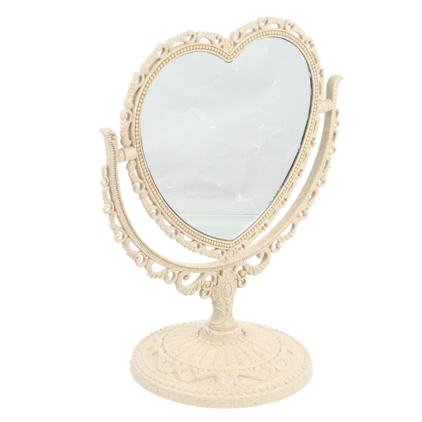 Miroir cosmétique de table haut de gamme en plastique beige clair