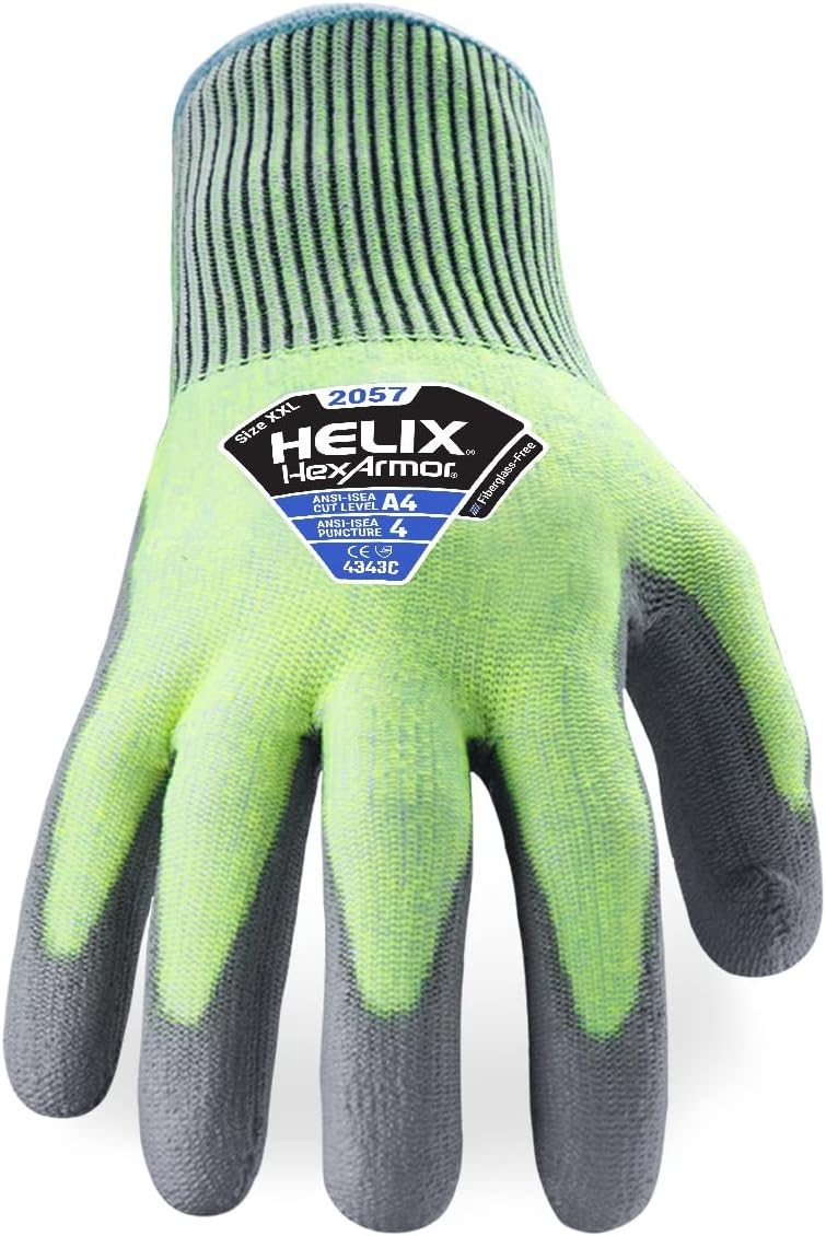 HexArmor Cut-Resistant Abrasion-Resistant Polyurethane Palm Knit Work Gloves | Helix® 2057 | 2X-Small