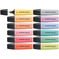 STABILO BOSS ORIGINAL Pastel Highlighters - Pack of 12 - Assorted Colours