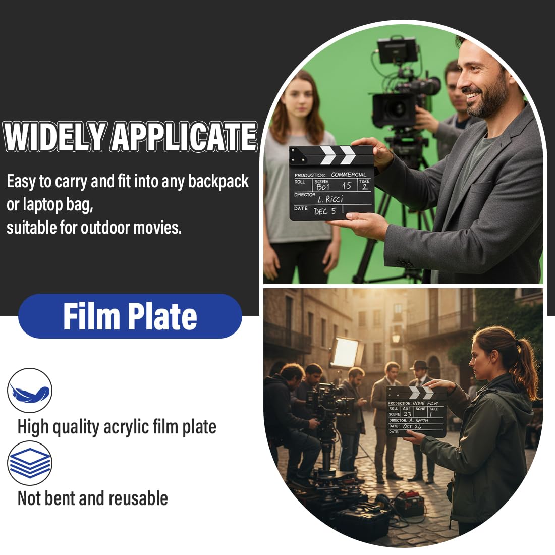 Fournitures pour chambre noire, Mini clap de cinéma - Clap en bois pour mini-films/séries TV - Accessoires de cinéma - Accessoires de clap - Accessoires photo