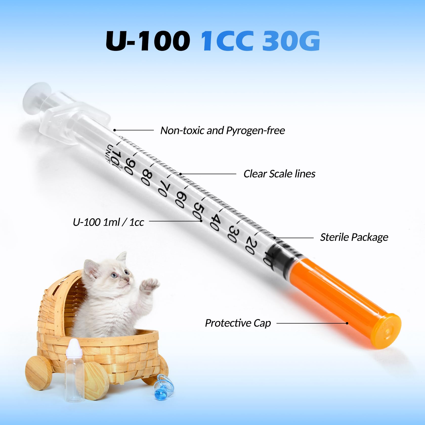1 ml avec des fournitures jetables de 25 Ga de 1 pouce, emballées individuellement (20)