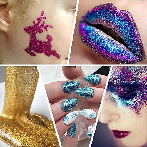 Bastel Glitzerpulver, 36 Farben Extra Feiner Glitzer für Epoxidharz, Schillerndes Glitzerpuder für Kunsthandwerk, Nagelkunst, Körper, Make-up, Becher, Farbe, Schleim, Ornamente, Karten
