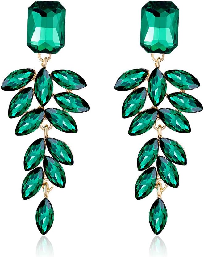 Elegant Rhinestone Statement Earrings Sparkly Cluster Crystal Drop Dangle Earrings Teardrop Chandelier Earrings Wedding Bridal Prom Earrings for Women