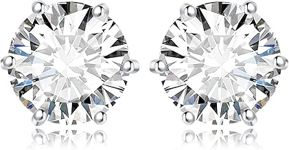 JewelryPalace Classic Round Cut Cubic Zirconia Solitaire Earrings in 925 Sterling Silver Women Yellow Gold Plated Rose Gold Small Stud Earrings Stone Girl Simulated Diamond Wedding Jewellery