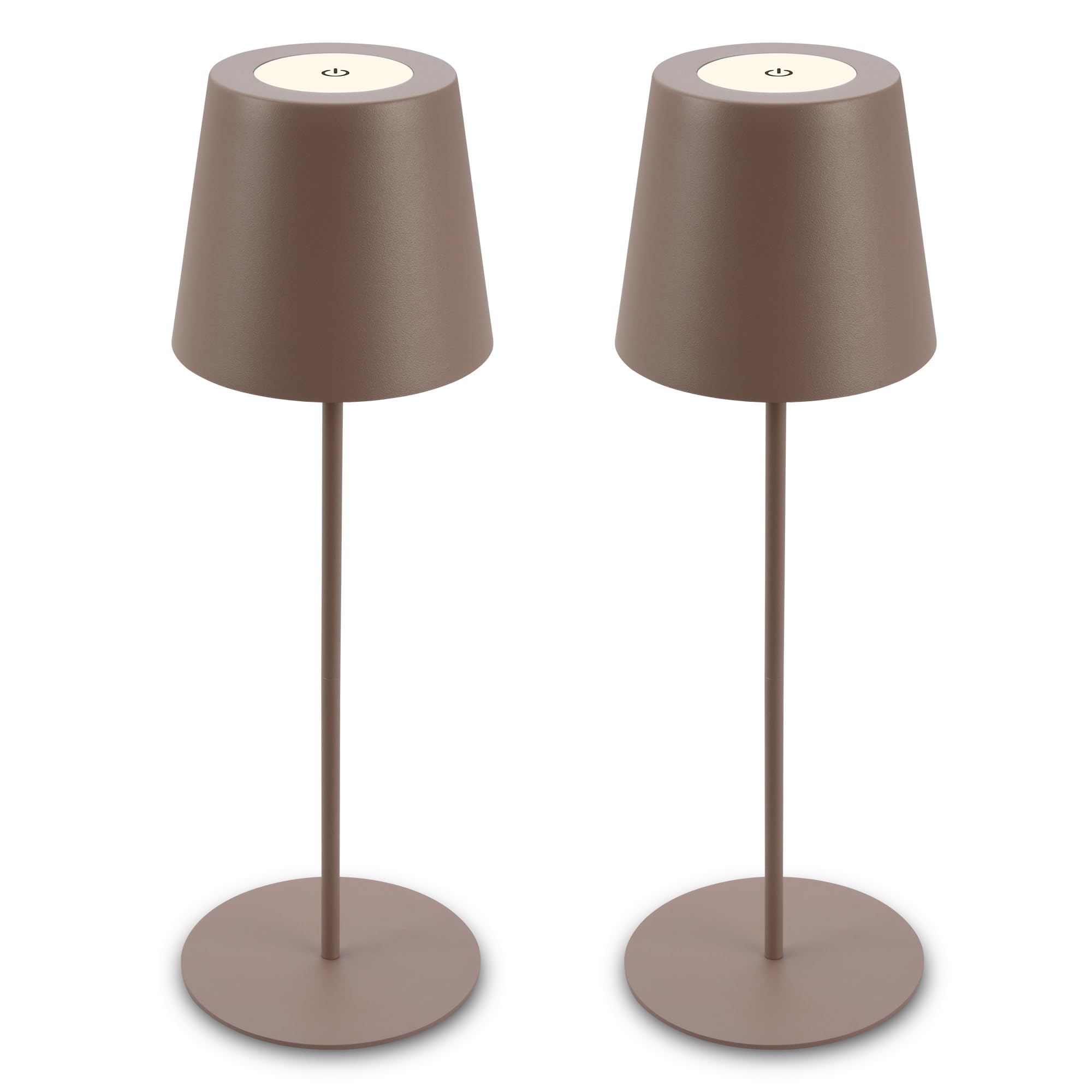 Briloner - Set of 2 Rechargeable LED Table Lamps, with Touch Control, Dimmable, Adjustable Height, IP44, LED Light, Battery Table Lamp, Bedside, Cordless, Night Light, Outdoor, 12X36 cm, Umbrasand