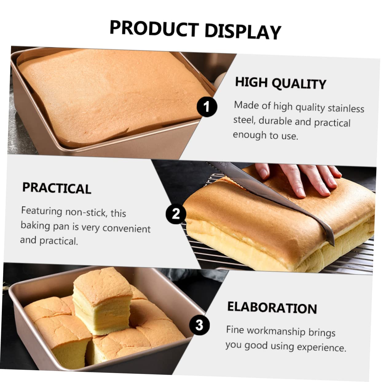 Mobestech Quadratische Edelstahl Kuchenform mit Antihaftbeschichtung Praktische Backform für Brot und Kuchen Eckige Backform für Ofen und Grill