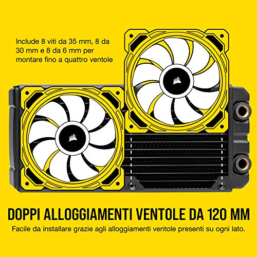 Hydro X Serie, XR7 240 mm Radiatore Spessore per Raffreddamento a Liquido, Doppi Supporti Ventole da 120 mm, Installazione Struttura di Rame di con Guide delle Viti Delle Ventole, Nero - Sistema di raffreddamento - Immagine 2