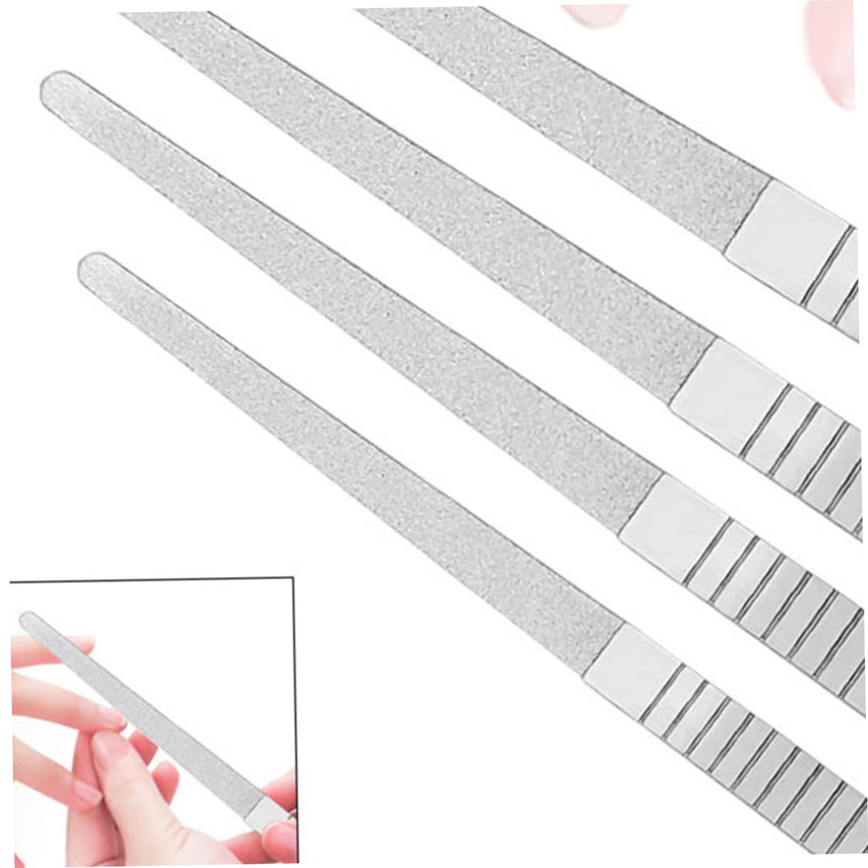Healvian 18piezas Limas De Uñas De Acero Inoxidable De Doble Cara Para Manicura y Pedicura Herramienta De Pulido y Lijado Para Uñas Naturales y Postizas