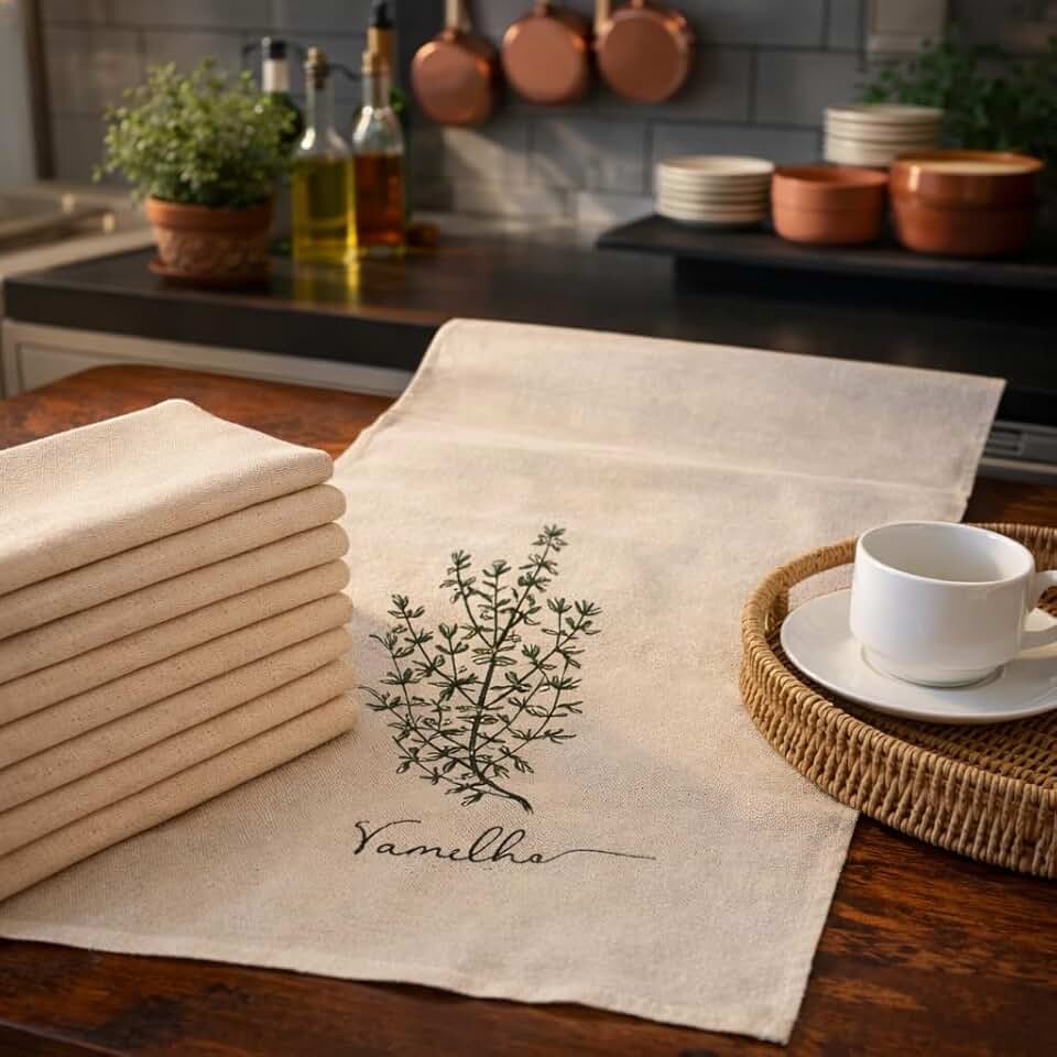 Kit 10 Panos de Prato Rustico Estampado 70x45cm Para Cozinha Artesanato Pintura Engomatextil