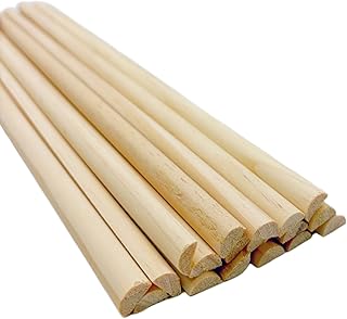 18 PCS 15.8x0.47 Inch Split Wood Dowel Rods, Unfinished Half Round Wooden Rods, Half Round Split Wood Dowels Sticks for DIY Woodworking Projects