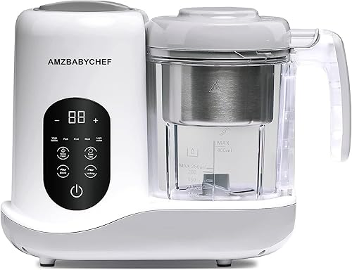 Pigbell Procesador todo en 1 para cocinar alimentos para bebés pequeños vapor mezcla pica esterilizador puré leche tibia taza de agitación de 8