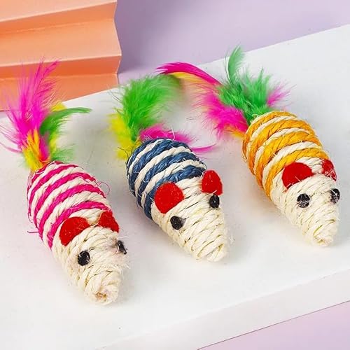 Brinquedo Para Gato Arranhador Bola Com Sisal Chocalho Pet (Ratinho Sisal Amarelo)