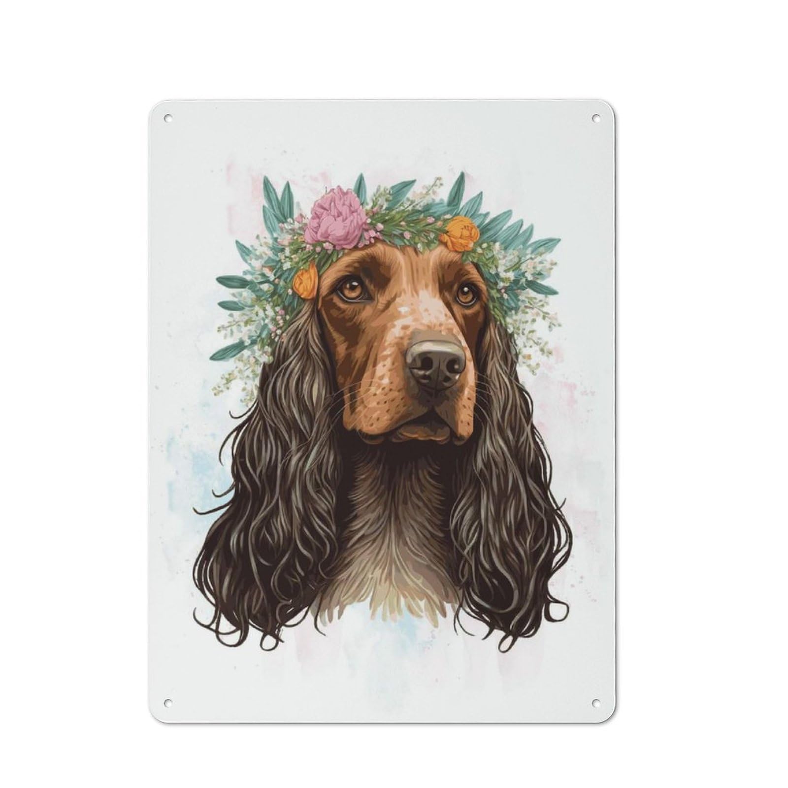 English Cocker Spaniel Art Smart Metal Wall Decor 40x30cm, Office Metal Sign for Office, Study, Studio Or Hallway