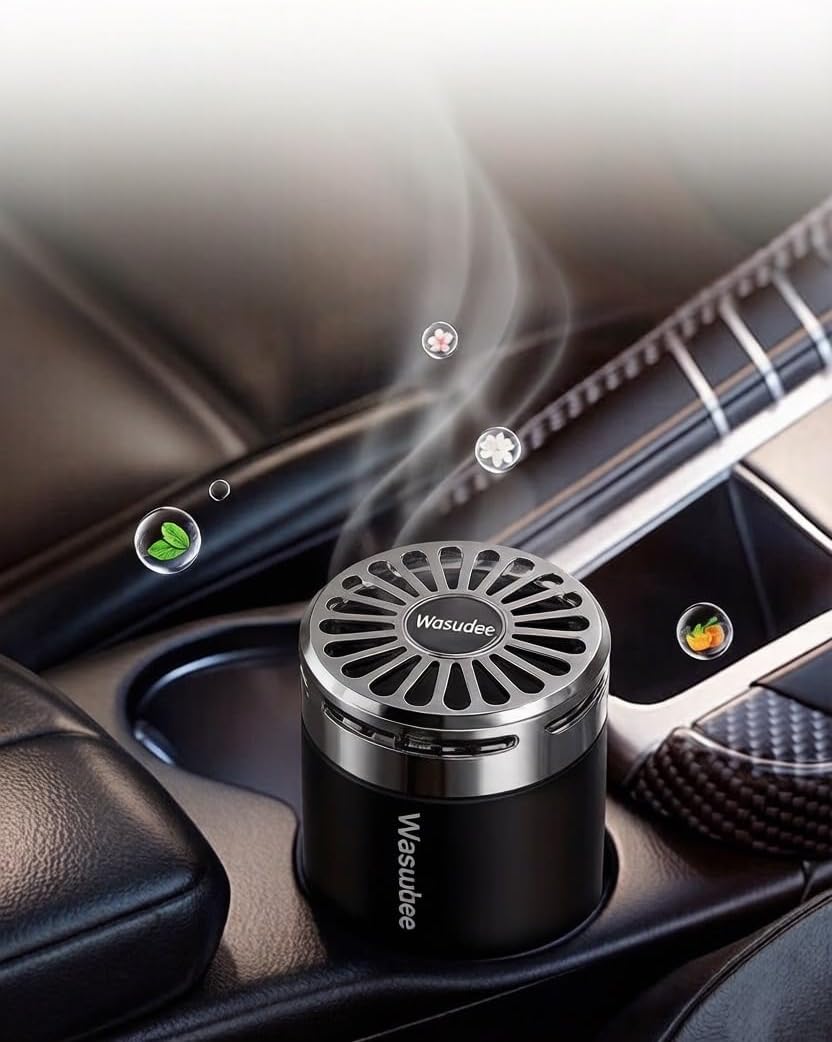 Waterless Diffuser for Essential Oil,Car-Mounted Solid Fragrance Diffuser，4 Fl Oz/ 50mL, Mini Scent Air Machine forFamily, Car, Office Black (Light and Shadow - Osmanthus Fragrance Type)
