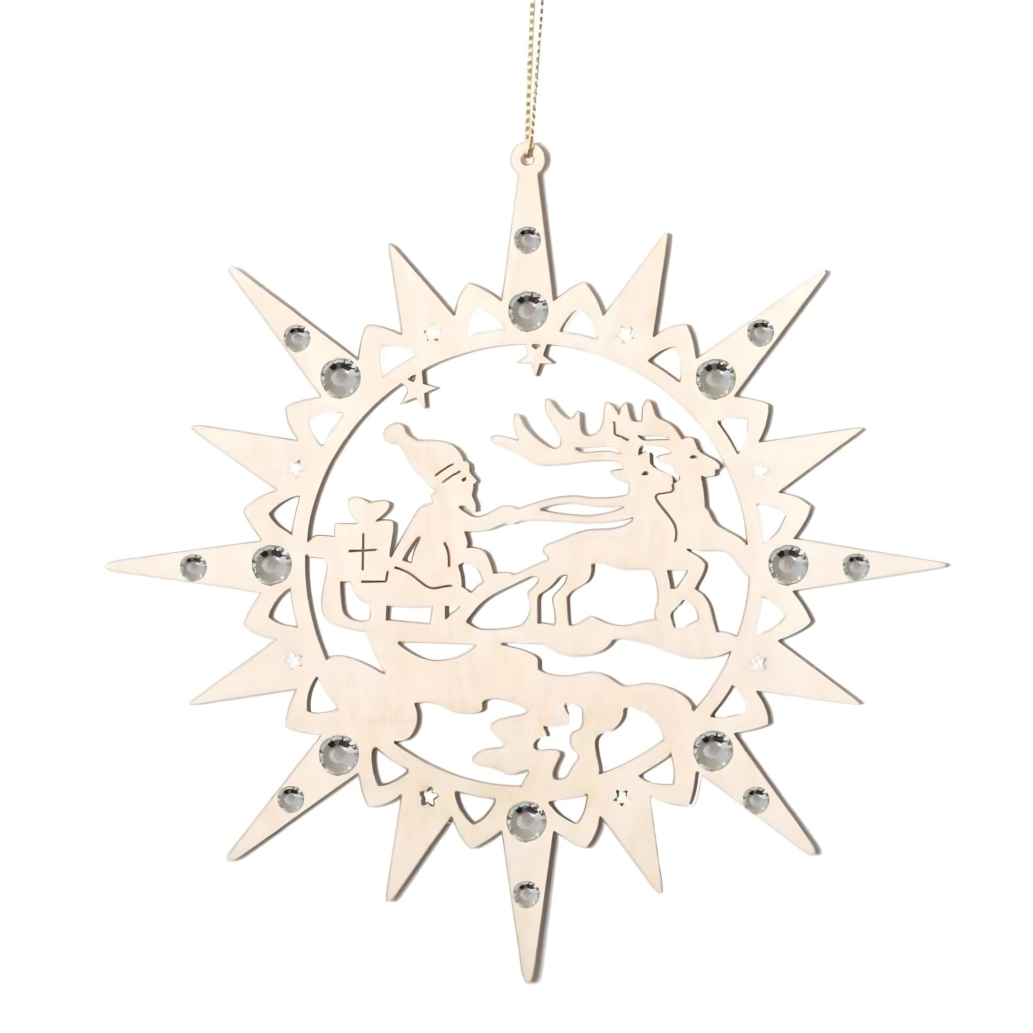 Dolfi | Star and Elk with Crystals | Hand Painted in Val Gardena | Religious Article