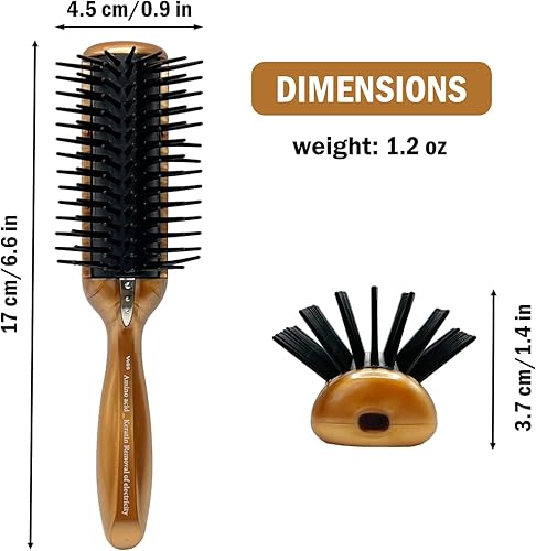 Miniatura 2 de Cepillo secador de pelo antiestático, cepillo alisador de pelo de viaje para mujeres y hombres, cepillo desenredante de secado con cerdas de acero