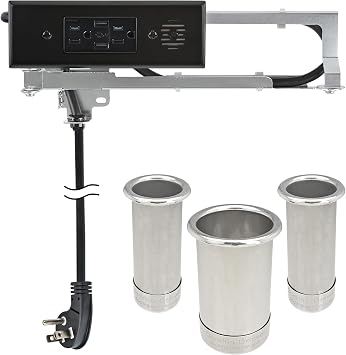 Docking Drawer Vanity Bundle, Black USB-A/AC Outlet, Set of 3 Canisters for Standard/Narrow Devices