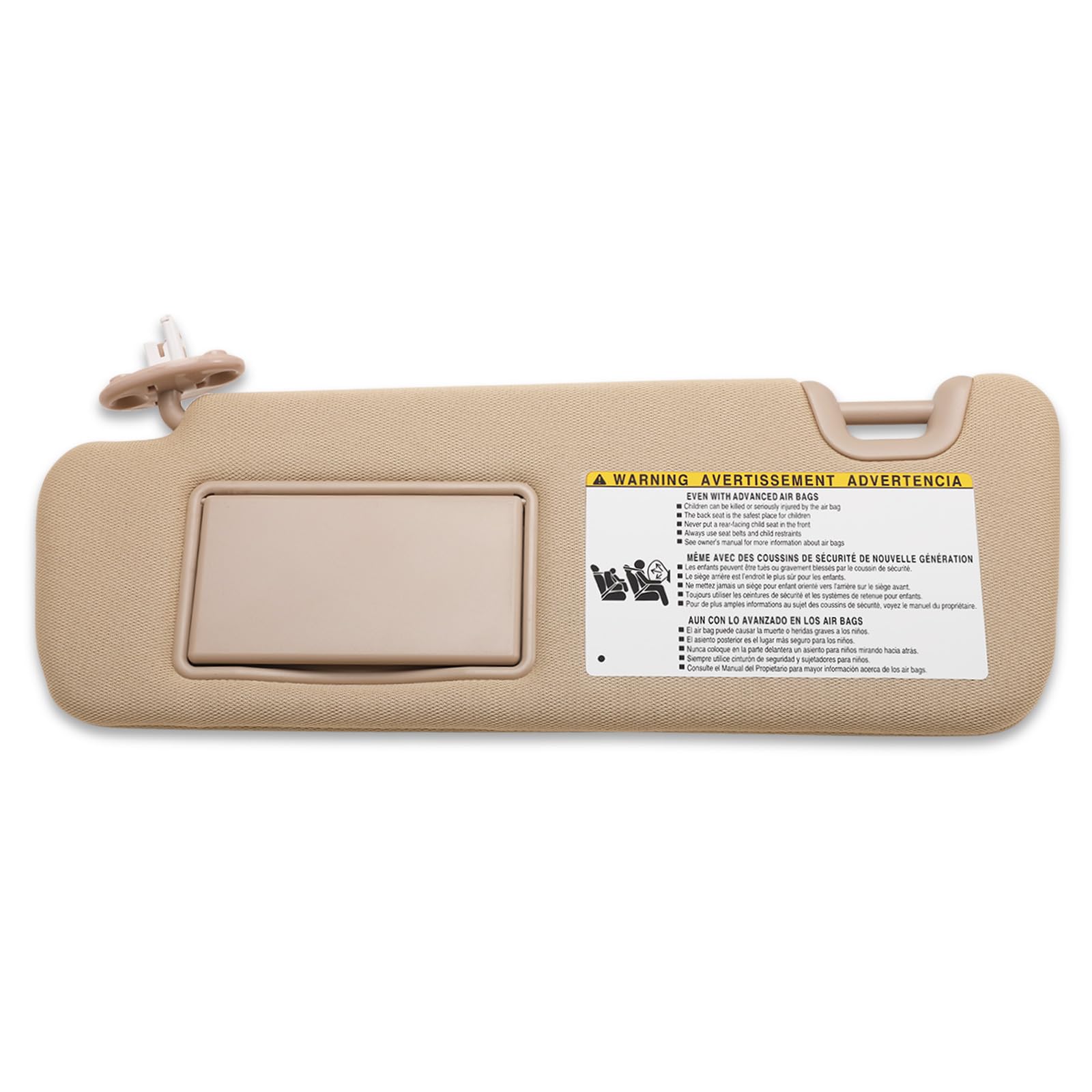 LOIYLLEN Left Driver Side Sun Visor Replacement for Toyota Highlander 2014 2015 2016 2017 2018 2019 - Sunvisor with Mirror and Light, Replaces# 74320-0E074-A0, Beige