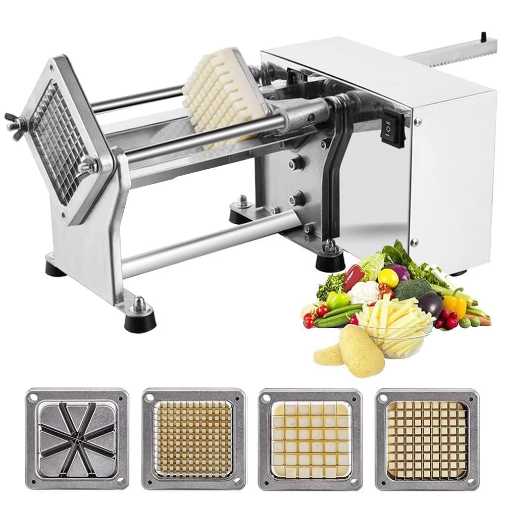 CWCQGH Electric French Fry Cutter - Stainless Steel Commercial Potato Chip Machine for Vegetables