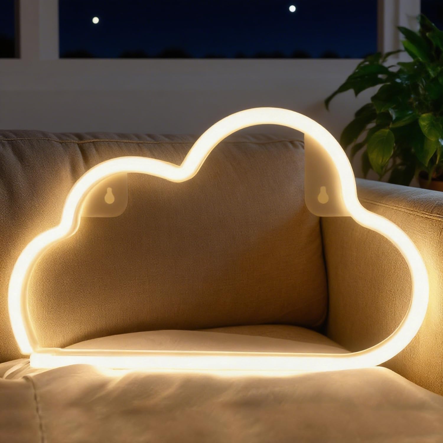 HFHungkeong Neon Cloud Signs for Girl Boy Bedroom Game Room Birthday Party Decor, LED Cloud Lamp for Kids,Anime Game Neon Lights Powered by USB and Battery(Warm White