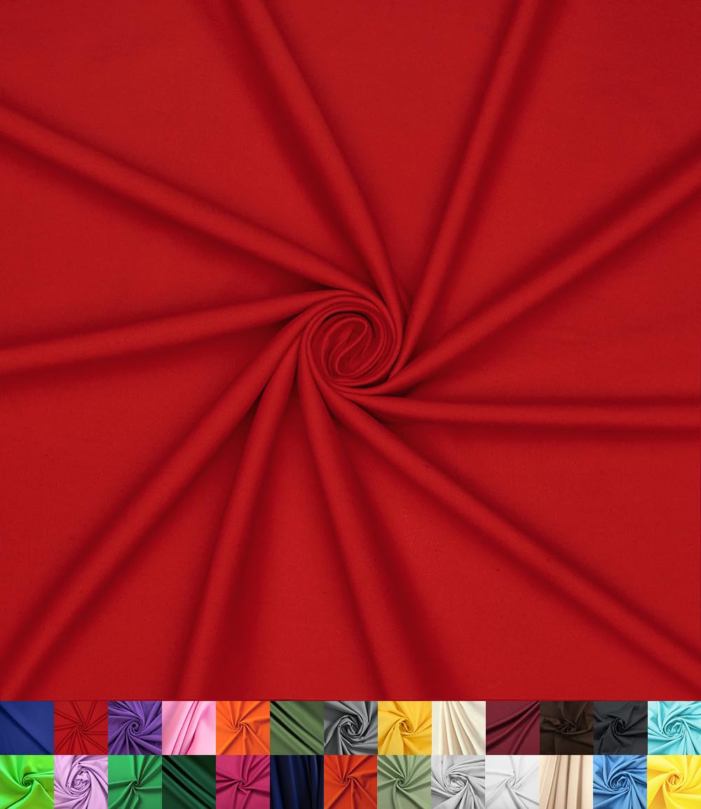 Barcelonetta | Poplin Fabric for Sewing | Poly Poplin | 100% Polyester | by The Yard | 60" Wide Roll | Arts and Crafts Supply (Red, 2 Yard)