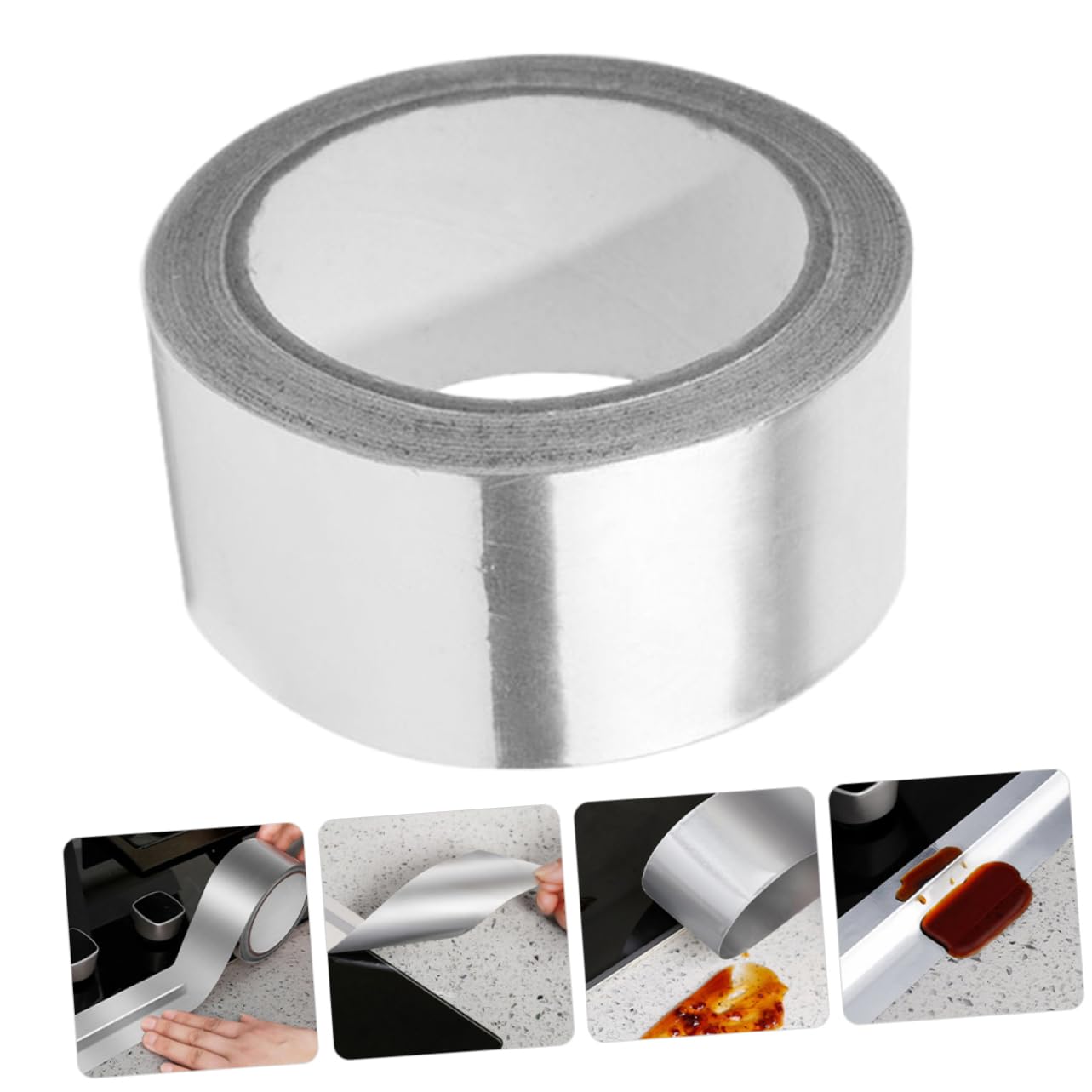 UKCOCO 5rollos Cinta De Aluminio Conductiva Para Aislamiento Térmico y Sellado Adhesiva De Alta Temperatura Para Ductos y Tuberías Para Aplicaciones Eléctricas y Proyectos De Hvac