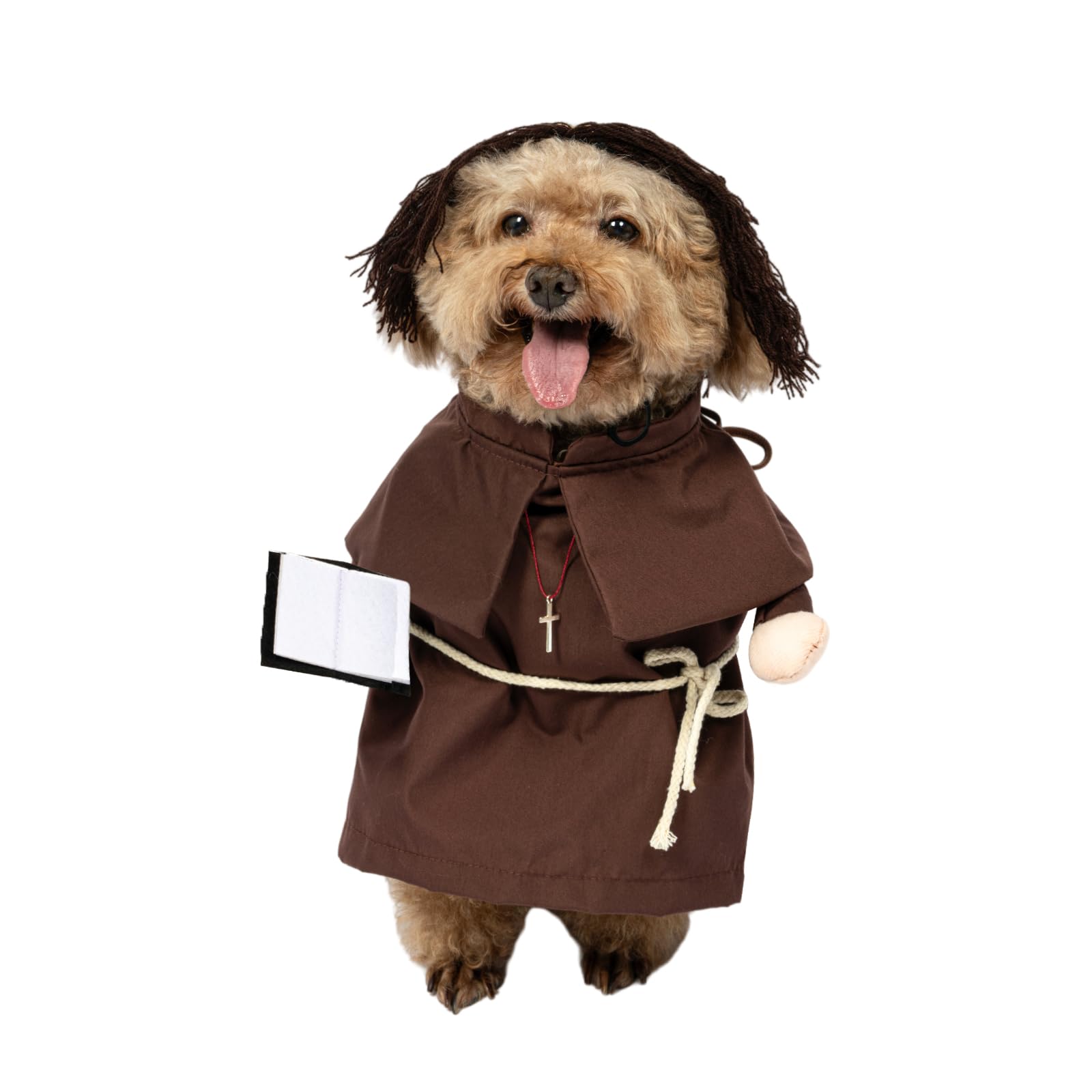 NACOCO Halloween Dog Priest Costume - Pet Minister Clothes Cat Funny Pope Clergy Outfit Apparel Adjustable for Small Medium and Large Dogs(Brown Priest, XS) — image 1